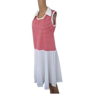 Vintage 60s Red & White Striped Dress by Queens Way
Sleeveless